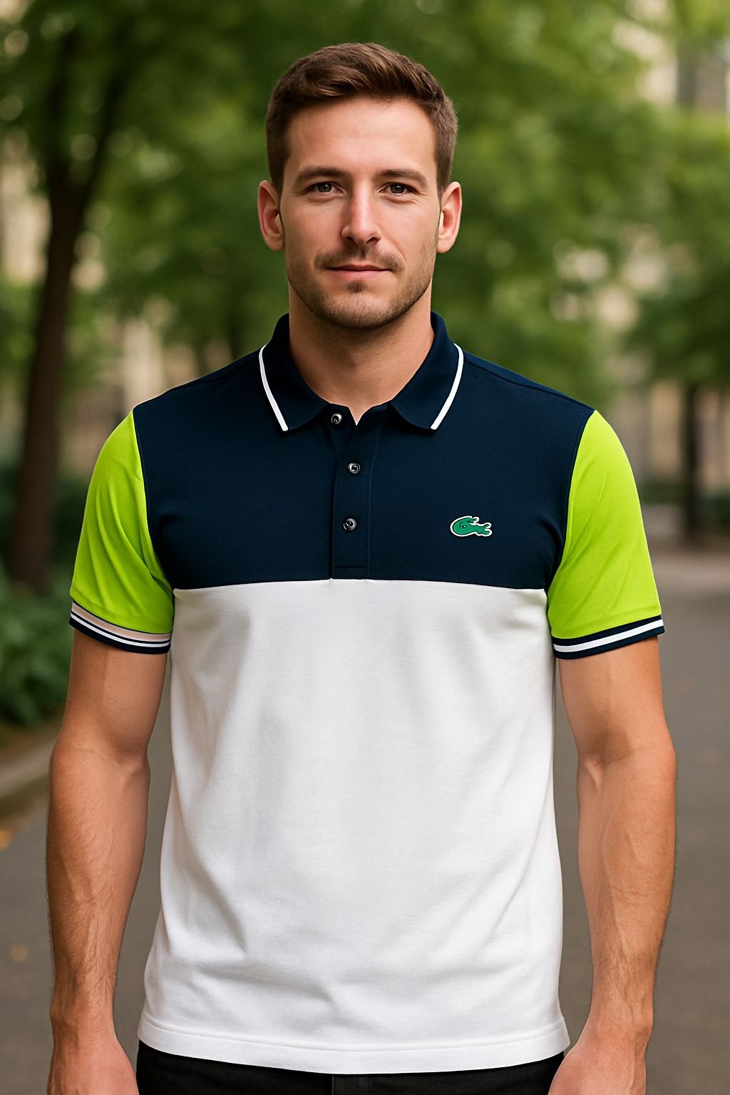 Pk Polo - Navy Blue White Green