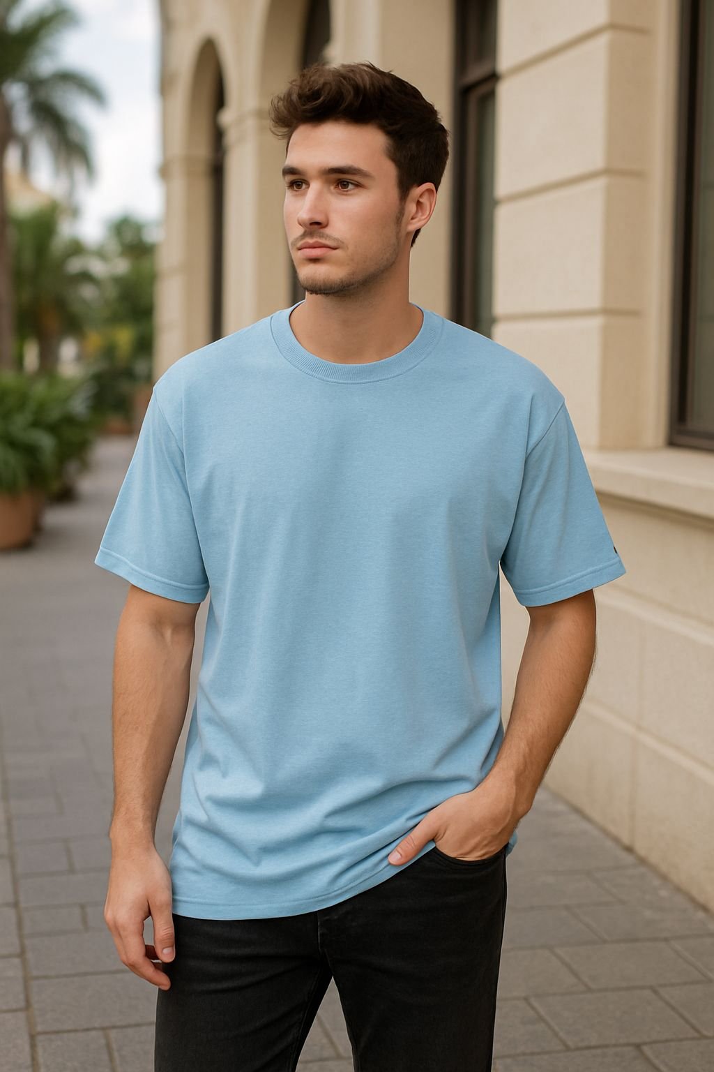 Drop Shoulder Men Sky Blue