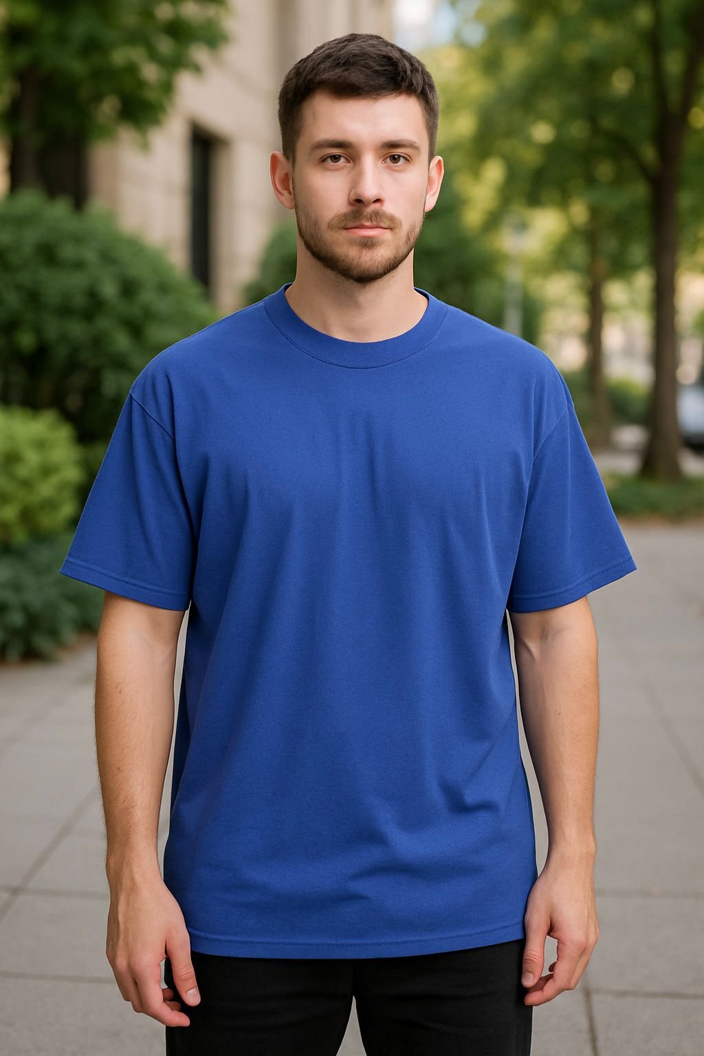 Drop Shoulder Men Blue